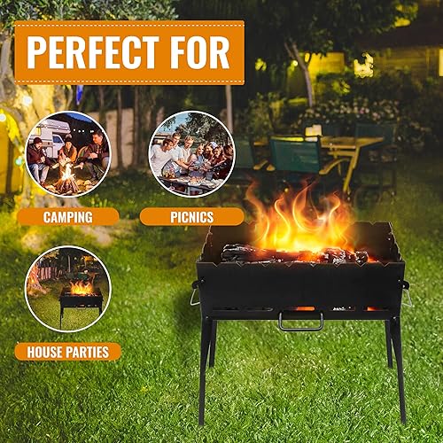 Miniatura 4 de CKG Parrilla de barbacoa portátil resistente plegable Kazan Mangal BBQ Kabab Shashlyk Estufa de camping Viaje al aire libre 8 pinchos Brasero 0.079