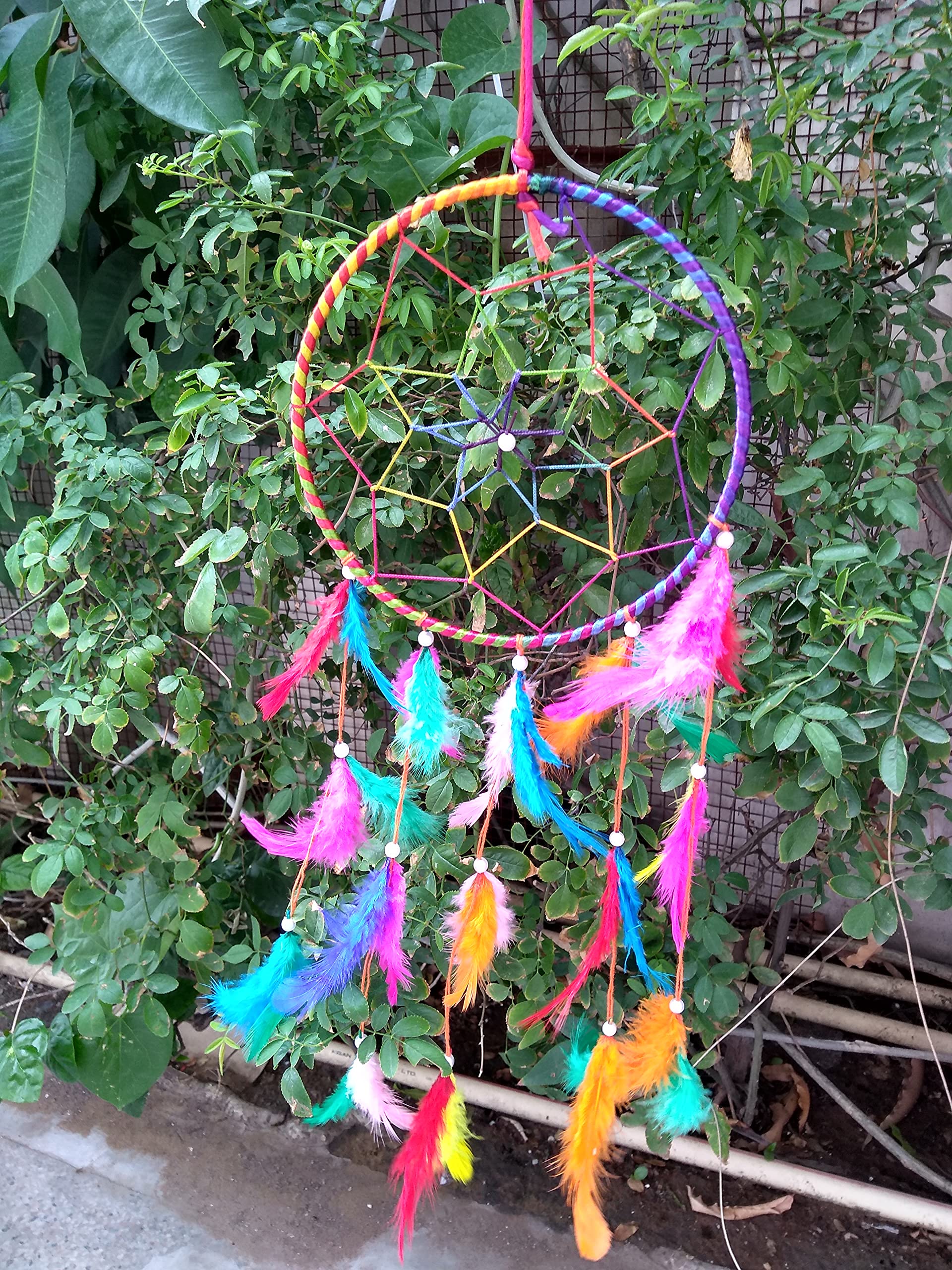 Attrape-Rêves Petit Fait Main 20 Cm - Décoration Murale Voiture Boho Ethnique Plumes Métal, Protection Chance & Paix