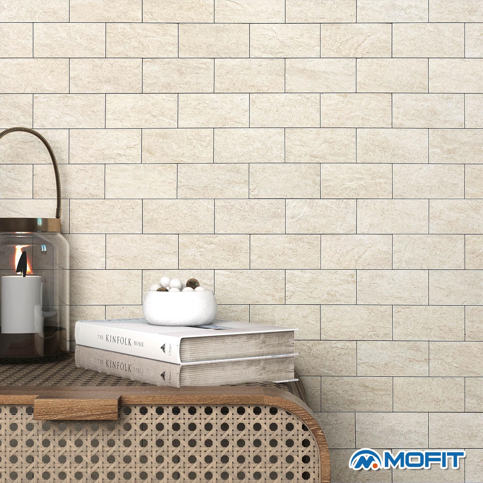 Mosaikfliesen Matte U Bahn Fliesen Selbstklebend,Fliesenaufkleber Marmor Optik Selbstklebende Fliesen Wasserdicht (Beige 10 Stück)