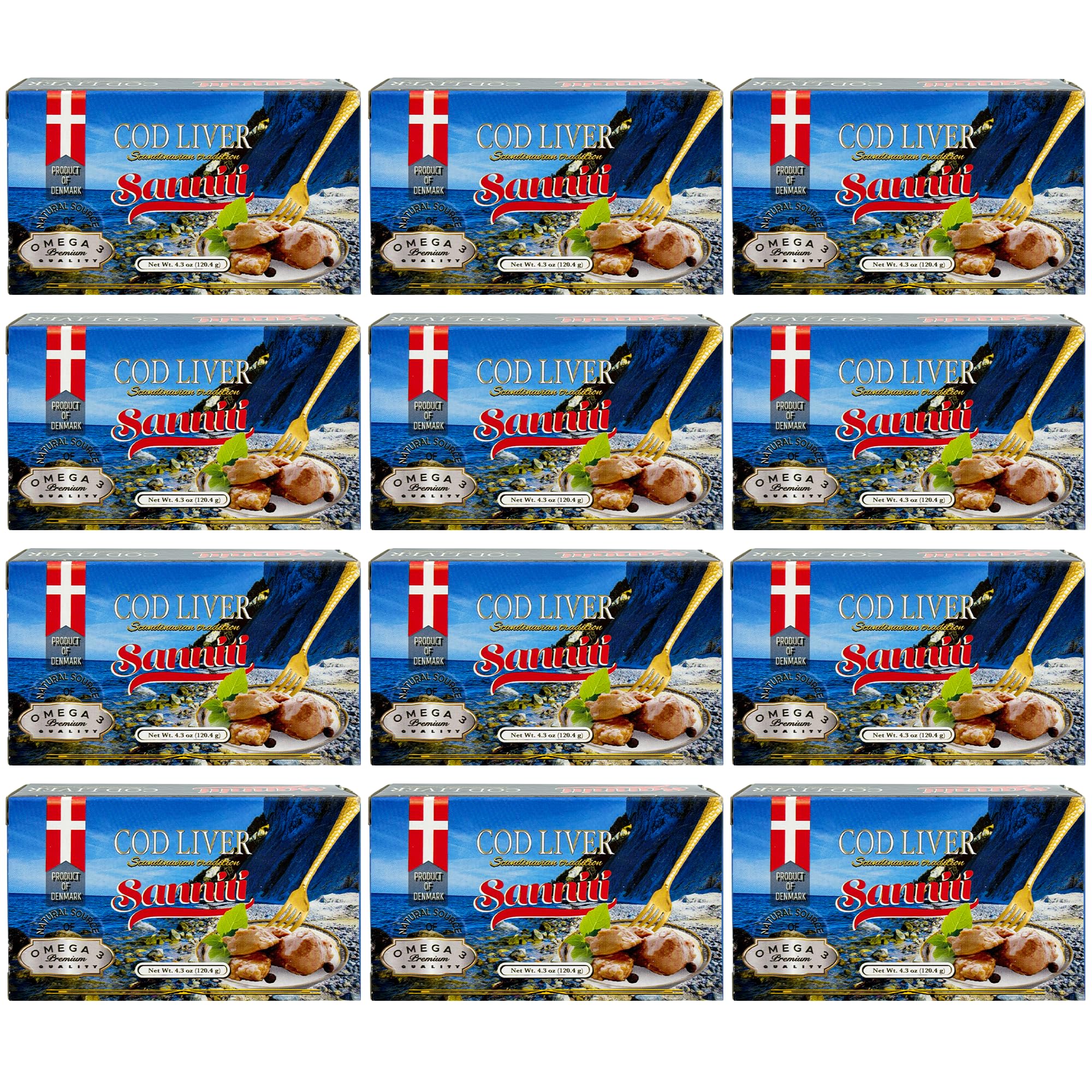 Sanniti Cod Liver, Scandinavian Edition, 4.3 oz (Pack of 12)