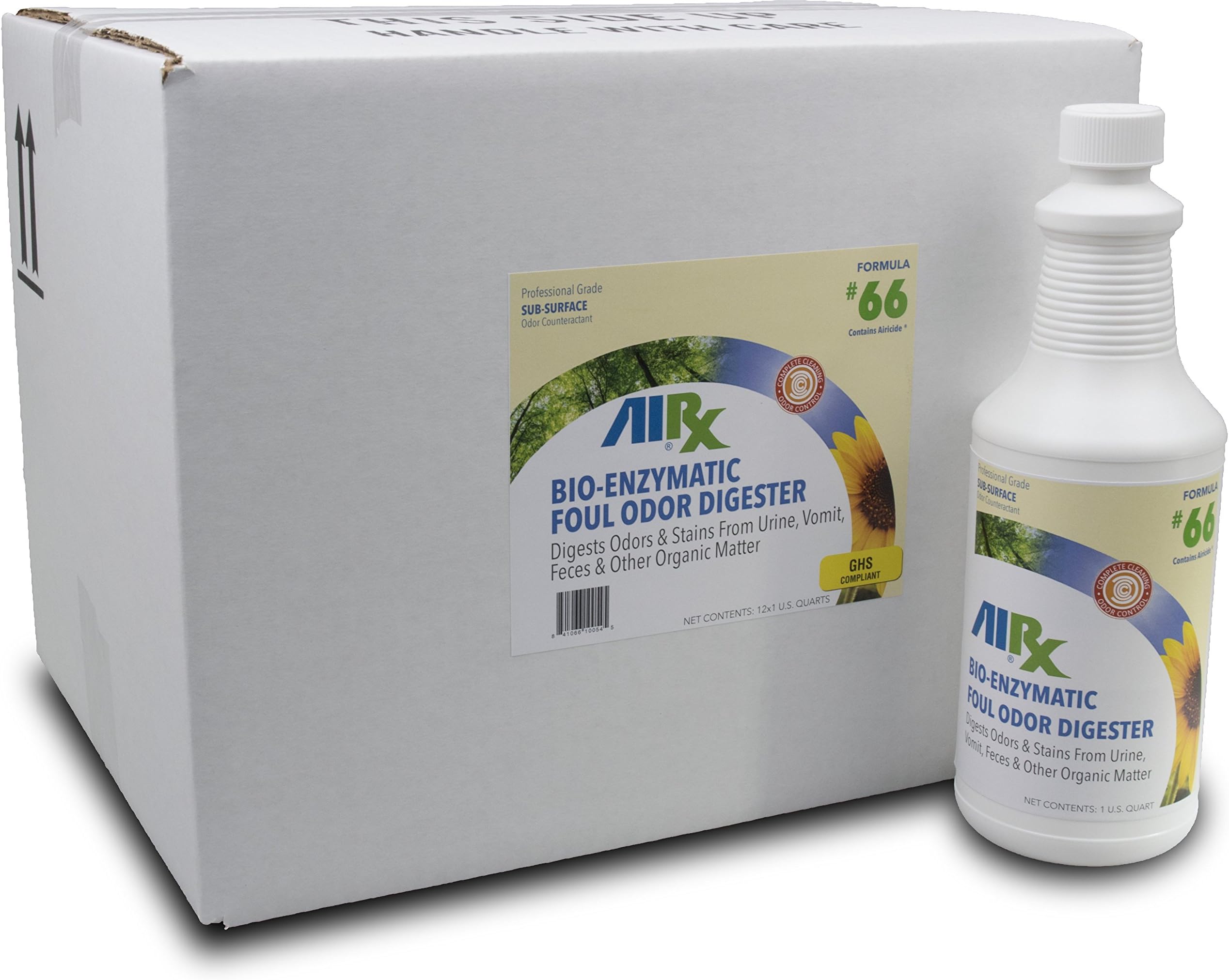 Airx RX 66 Bio-Enzymatic Foul Odor Digester, 1qt Bottle (Case of 12)