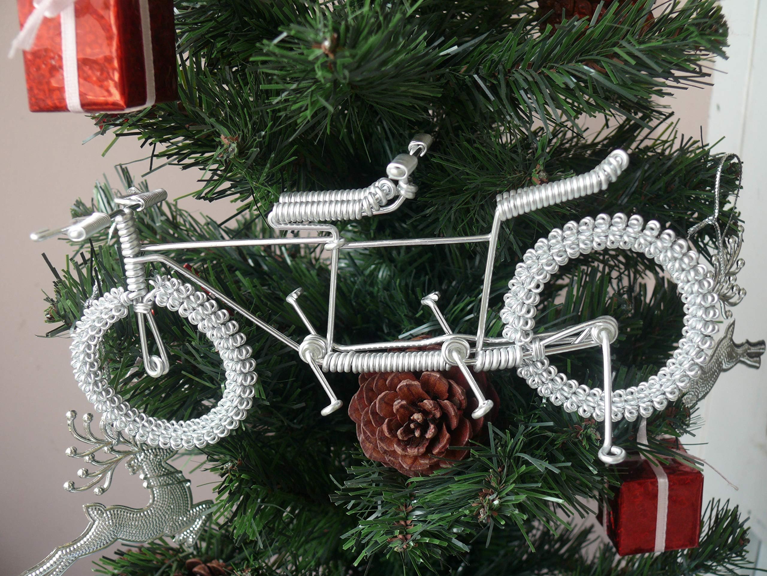 Unique Metal Crafts Gift Art Road Tandem LOVE Bike Model Wedding Christmas Tree Ornaments Decorations Decor Bicycle Cake topper Toys Artwork for Men/women/boys/girls/kids/cyclists/party supplies