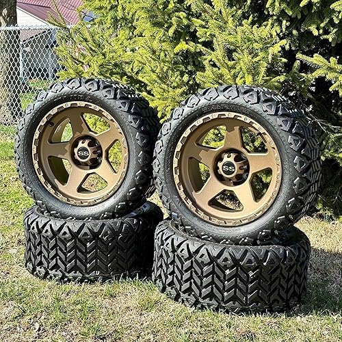 Vista 126 de Juego de 4 ruedas y neumáticos para carrito de golf Phantom en negro brillante de 14 pulgadas, neumáticos todoterreno de 23x10-14, certificación 14