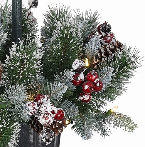 Miniatura 4 de Puleo International Inc. Puleo International - Adaptador de 50 luces LED de color blanco cálido, poste de lámpara de pino artificial preiluminado, 4