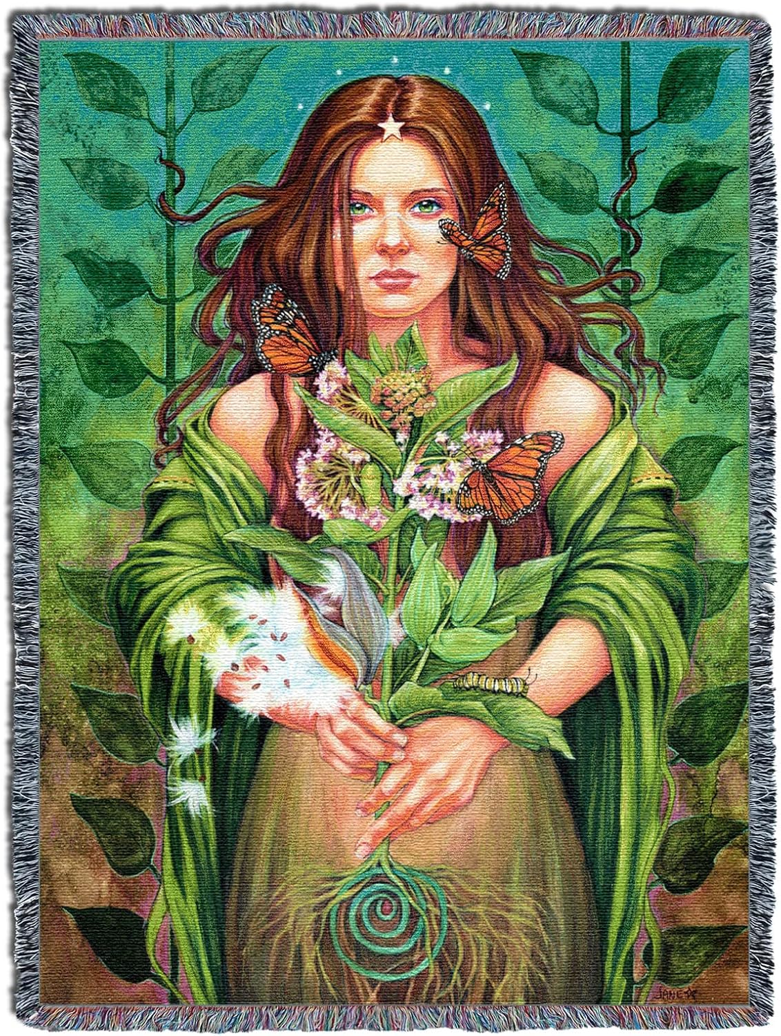 Pure Country Weavers Monarch Blanket by Jane Starr Weils - Gift Fantasy Tapestry Throw Woven from Cotton - Made in the USA (72x54)