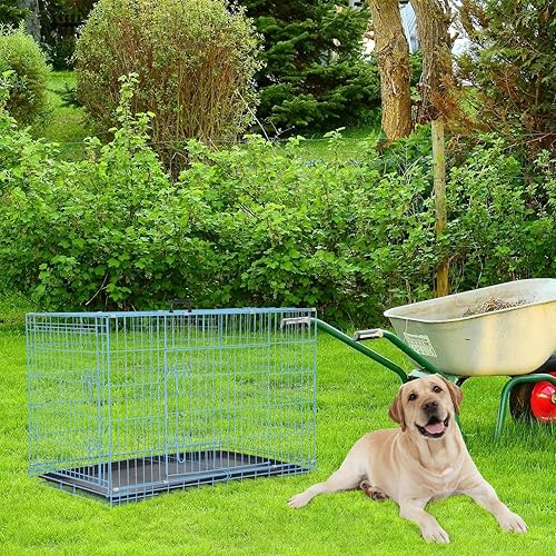 Miniatura 41 de Jaula para perros, jaula para perros, perrera de alambre de metal para exteriores, plegable de doble puerta, jaula para mascotas para perros Negro