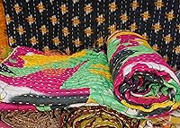 Vista 5 de Venta al por mayor, cobijas tribales Kantha, lote variado, estilo vintage, acolchados de algodón para cama, con parches antiguos (3)