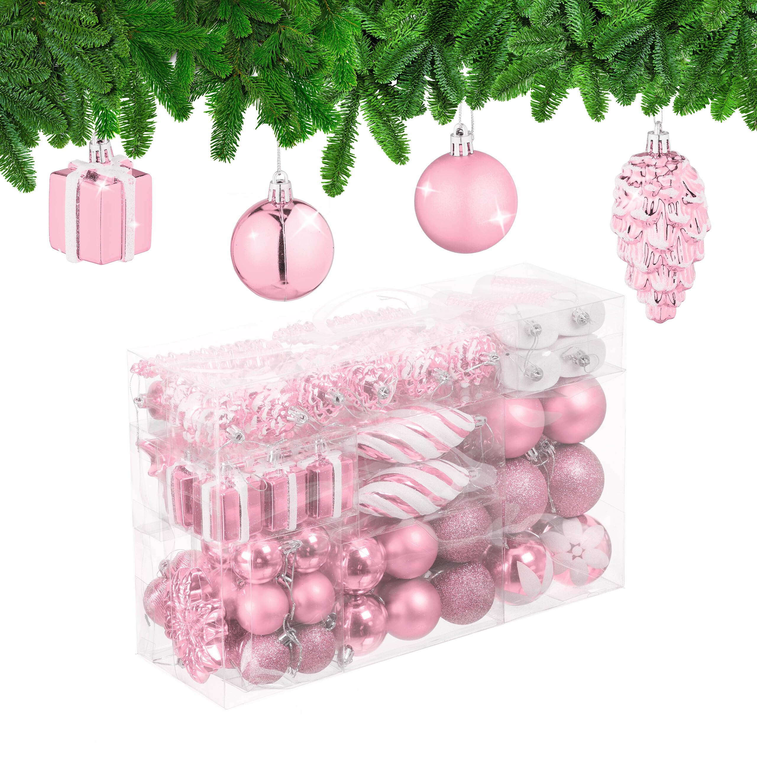 Ornements de sapin et boules de Noël lot de 72 pièces aux finitions soignées