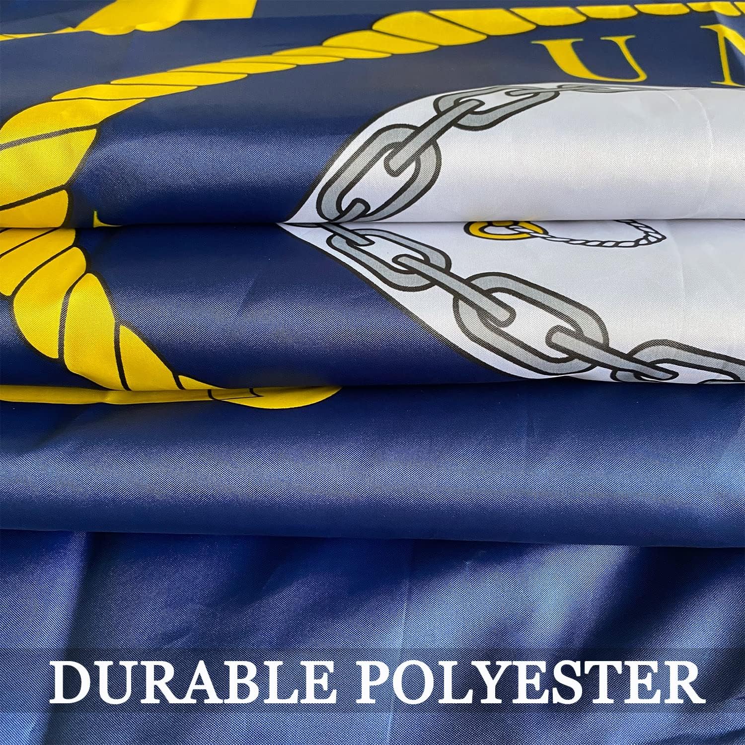 Navy Emblem Flag Double Sided 3x5 Outdoor- 3 Ply 240D Heavy Duty- 3x5 Navy Outdoor Banner Flag- Brass Grommets & 4 Rows Stitched - Image 5