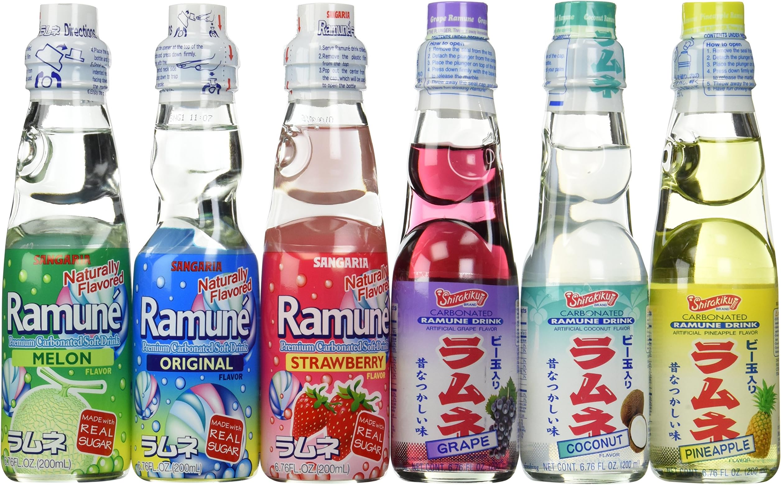 Japanese Soft Drink Mix Variety 6 Flavors 6 Bottles