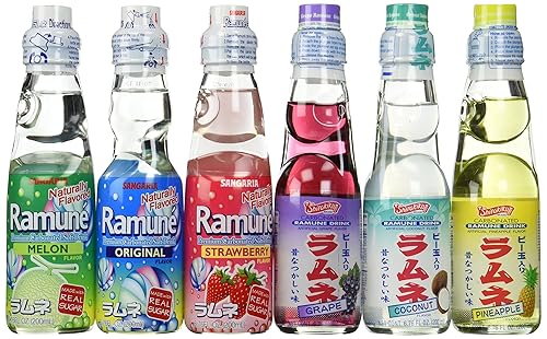 Ramune Mezcla de refrescos japoneses variedad 6 sabores 6 botellas