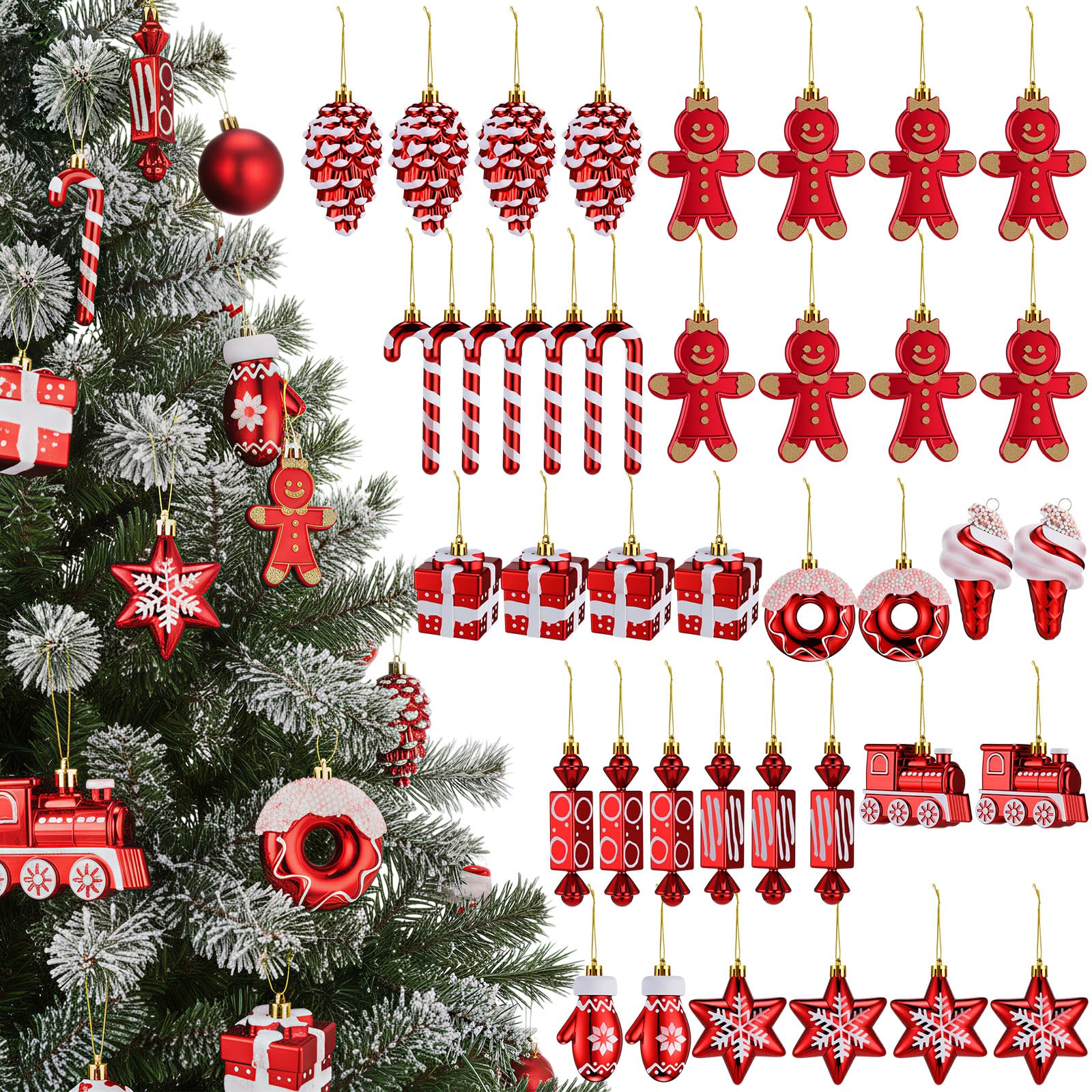 Décoration de Noël suspendue rouge et blanc pour ambiance festive et repas de Nouvel An