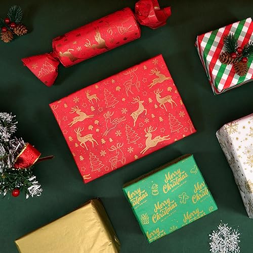 Miniatura 6 de Bobobag 150 hojas de papel de seda de Navidad para bolsas de regalo, papel de regalo de 20 x 14 pulgadas para decoraciones navideñas, 8 diseños