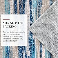 Vista 7 de Abstract Runner Rug 2x6, Blue Washable Hallway Runner Rug Non-Slip, Soft Printed Kitchen Runner, Thin Faux Wool Runners for Hallways, Modern Floor