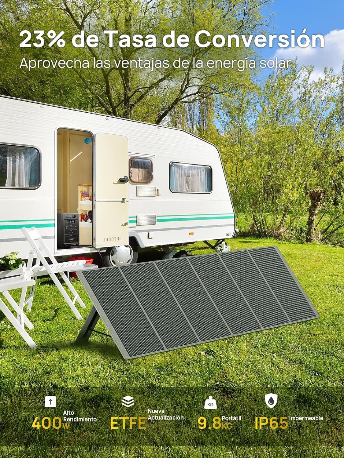 AFERIY Generador Eléctrico Portátil De 2400 W Con Panel Solar De 400 W, Estación De Alimentación 2048 Wh, 3 Salidas Ca 2400 W (4800 W Pic), 220 V-240 V, Central Eléctrica Portátil Para Camping