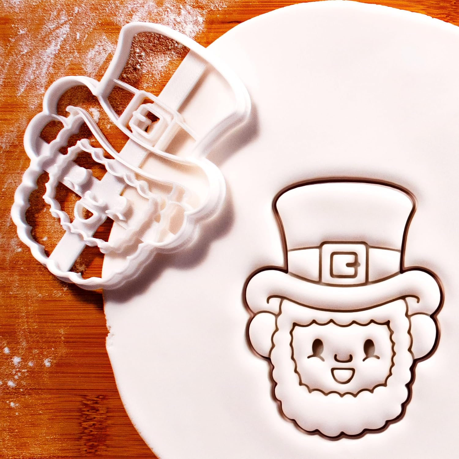 BAKERLOGY Leprechaun Face Cookie Cutter - Perfect for St. Patrick's Day - Detailed Biscuit Cutter Design for Baking and Crafts, ideal on fondant, dough, clay image 2