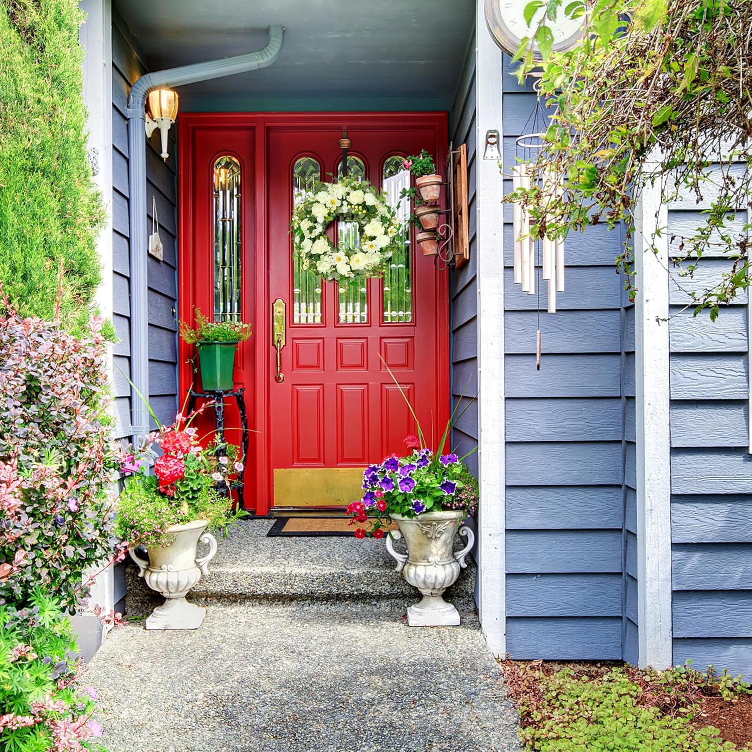 WreathDream Artificial Spring Wreaths for Front Door 22 inch Peony Wreath Summer Wreath with Peony Flower,Hydrangeas, Daisy for Front Door Indoor Outdoor Wedding Home Wall Window Festival Decoration