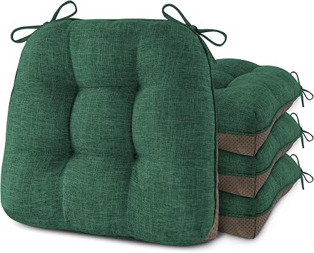 4 Pack Chair Cushions for Dining Chairs 16" x 16" x 3" Dark Green