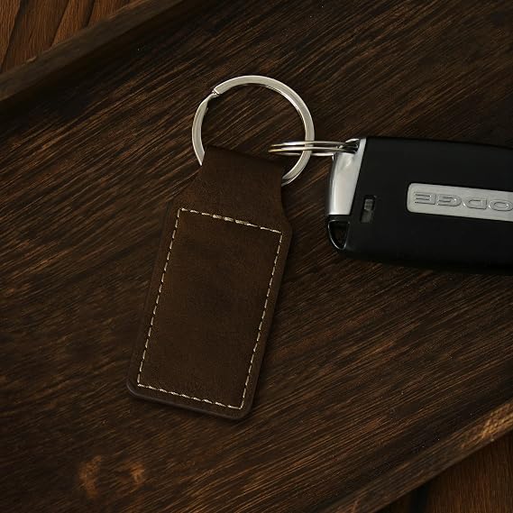 LaserGram Rectangle Keychain, Farm Tractor, Personalized Engraving Included (Rustic with Gold)