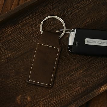 LaserGram Rectangle Keychain, Farm Tractor, Personalized Engraving Included (Rustic with Gold)