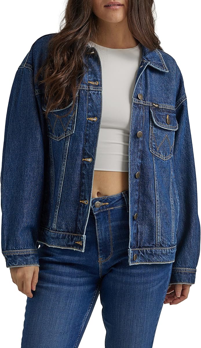 Wrangler Chaqueta vaquera de ajuste relajado para mujer