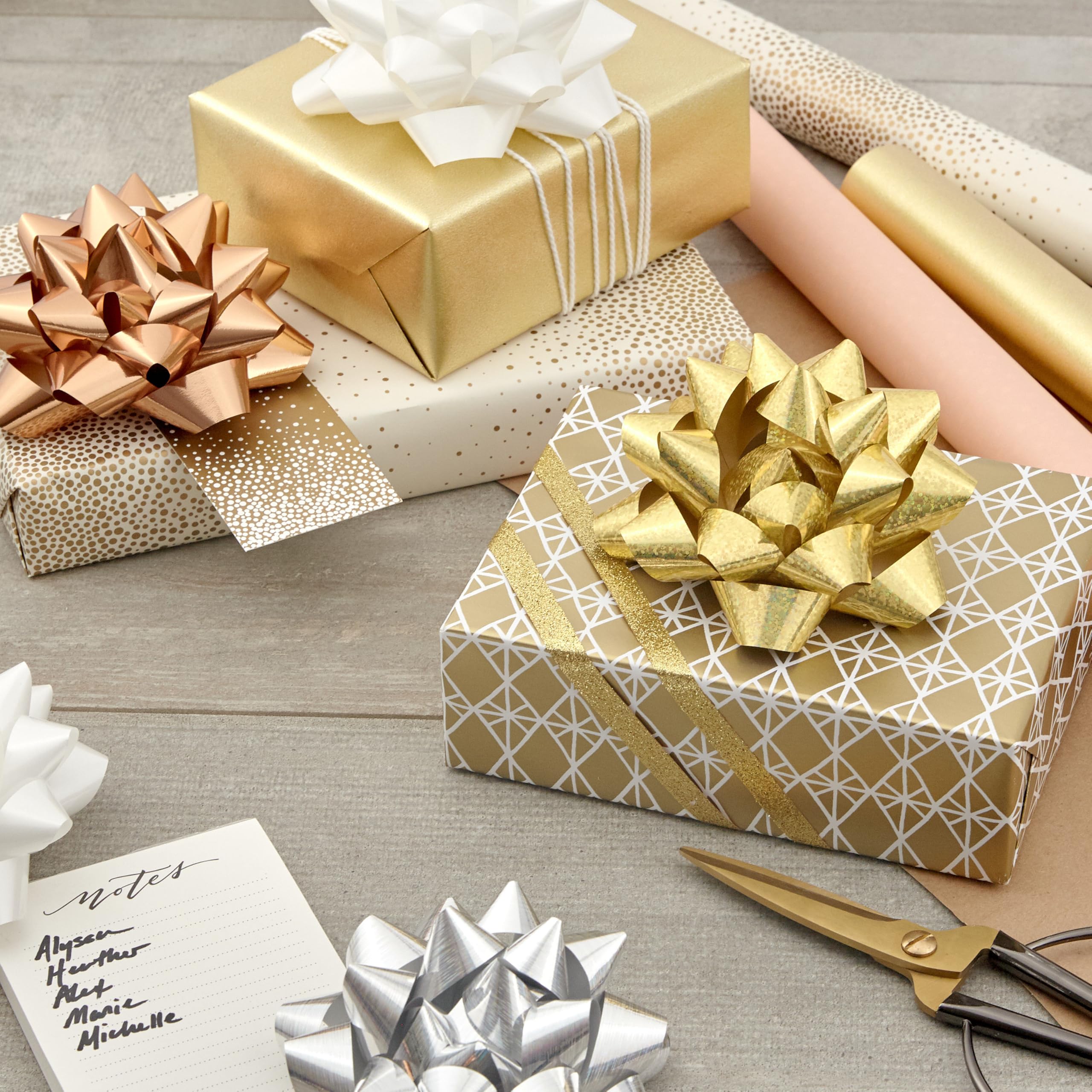 Hallmark Geschenkschleifen-Set, 12 Stück (Gold, Silber, Bronze, Weiß) für Geburtstage, Muttertag, Hochzeiten, Brautduschen, Jede Gelegenheit