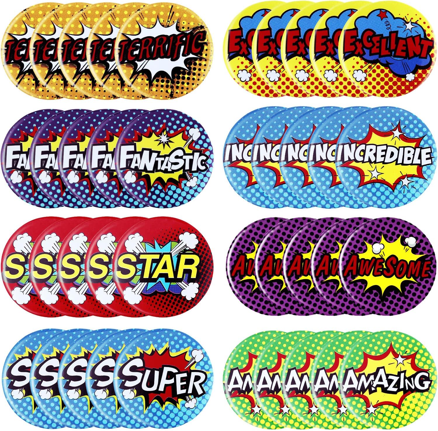 WILLBOND 96 Pieces Recognition Pins Mini Button Pins Button Badge Encouraging Recognition Buttons Positive Badges Hero Buttons for Party Supplies, 8 Styles