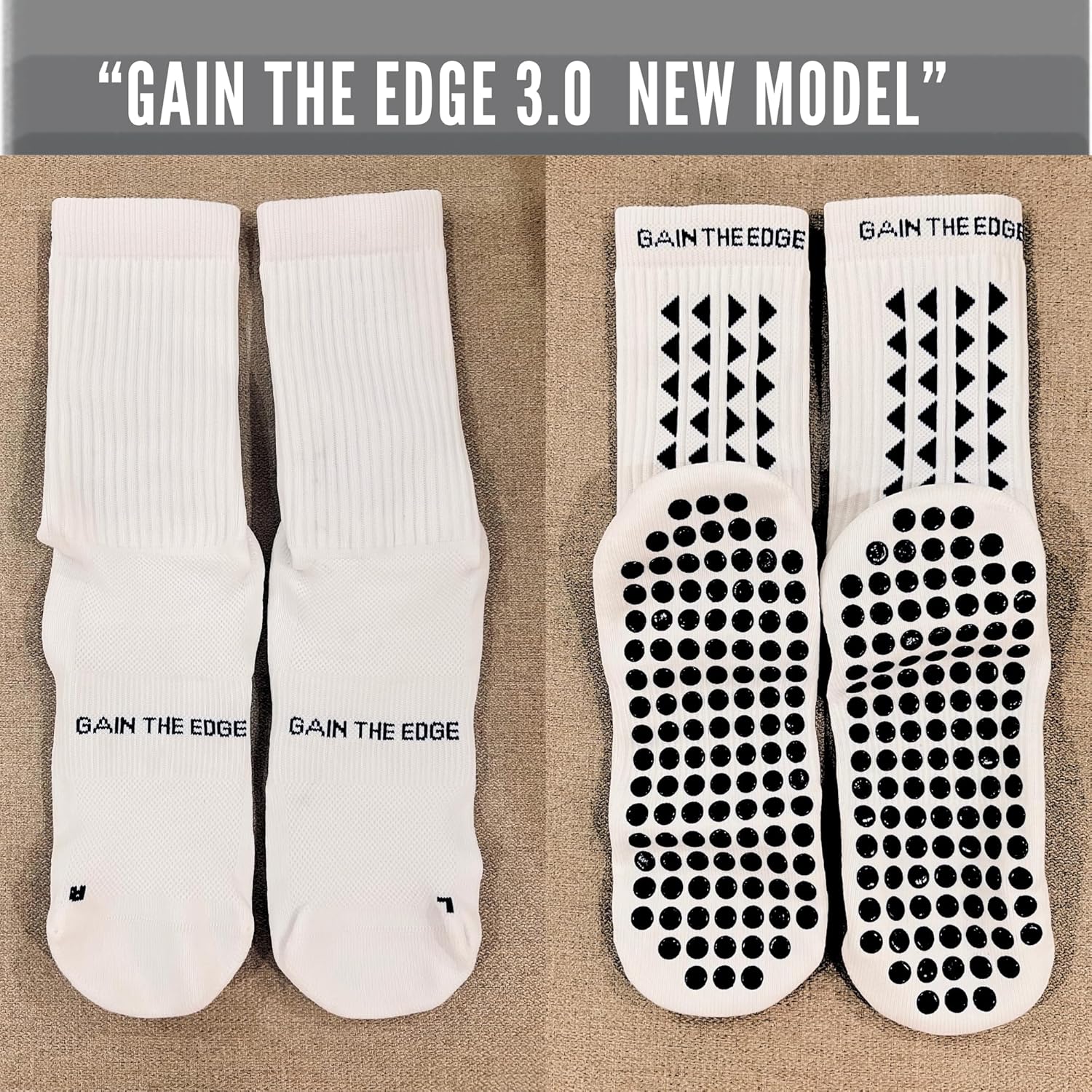 Gain The Edge Soccer Grip Socks - Set - White - Image 5