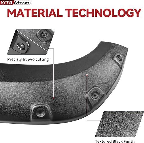 Miniatura 4 de YITAMOTOR Guardabarros compatibles con Toyota Tacoma 2012-2015 (cama de 73.5 pulgadas de largo), acabado negro mate texturizado estilo remache de