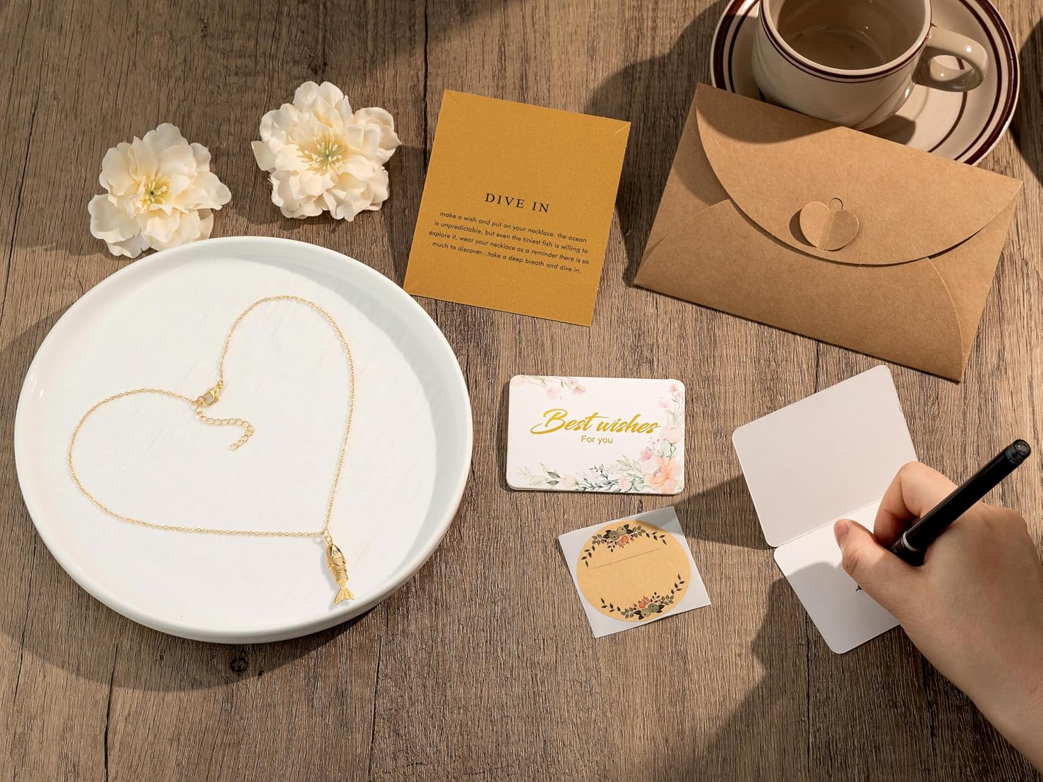 14K Gold Plated Pendant Necklace for Women, Dainty Charm Good Luck Inspirational Gifts for Her Friendship Necklace Cherry, Positive Duck, Shell Pearl Fish Beach Jewelry - Image 5