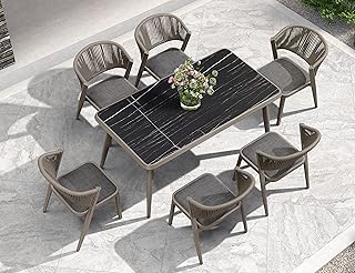 PURPLE LEAF 7 Pieces Outdoor Dining Set All-Weather Wicker Outdoor Patio Furniture with Table All Aluminum Frame for Lawn ...