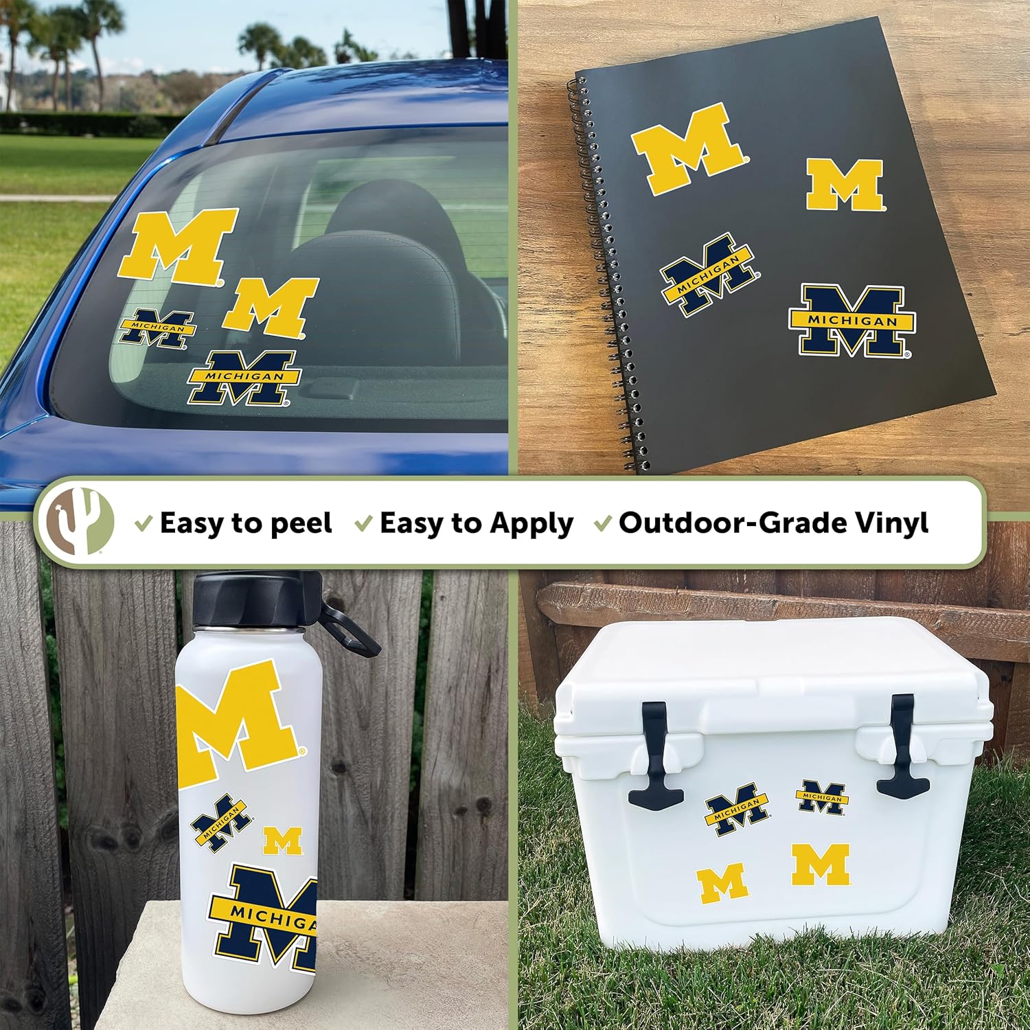 Desert Cactus University of Michigan Sticker Wolverines UM U of M Sticker Vinyl Decals Laptop Water Bottle Car Scrapbook Sheet T1 (Type 1-1) - Image 2