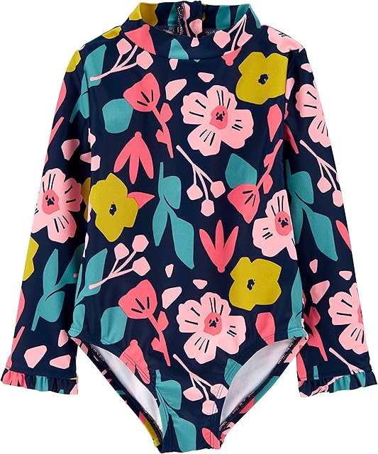 Simple Joys by Carter's Baby Girl's Long Sleeve Front Zipper One Piece Swimsuit