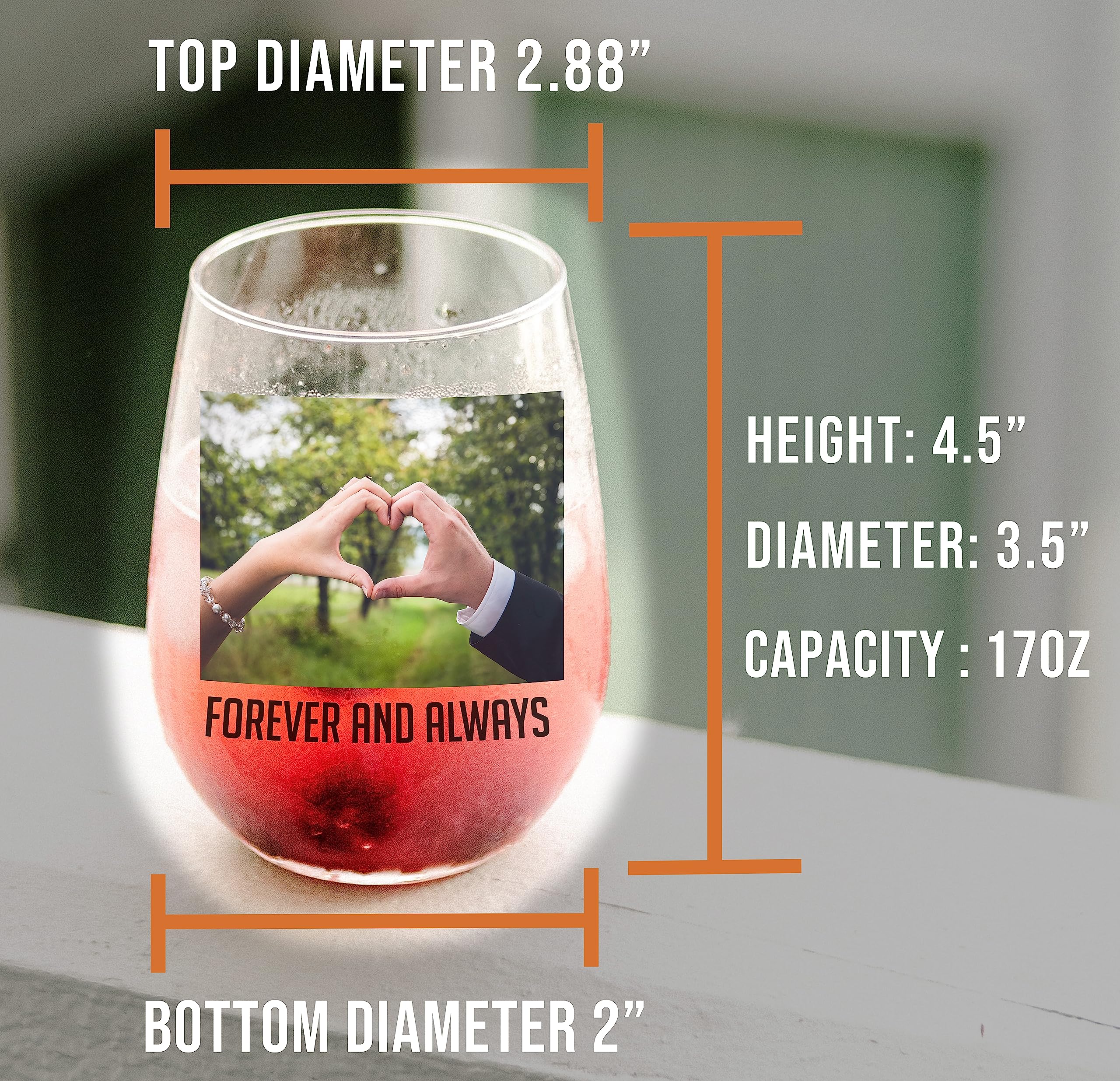 Happy First Mother's Day Custom Photo & Text Stemless Wine Glass 256024105801688058