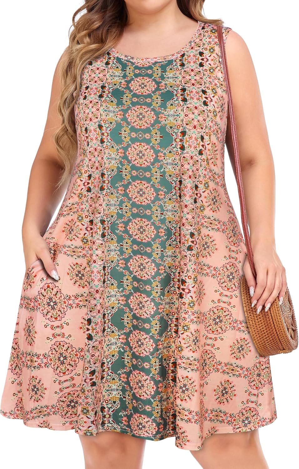elescat Plus Size Summer Dresses for Women Sleeveless Pockets Beach Tshirt Tank Sundress 2026