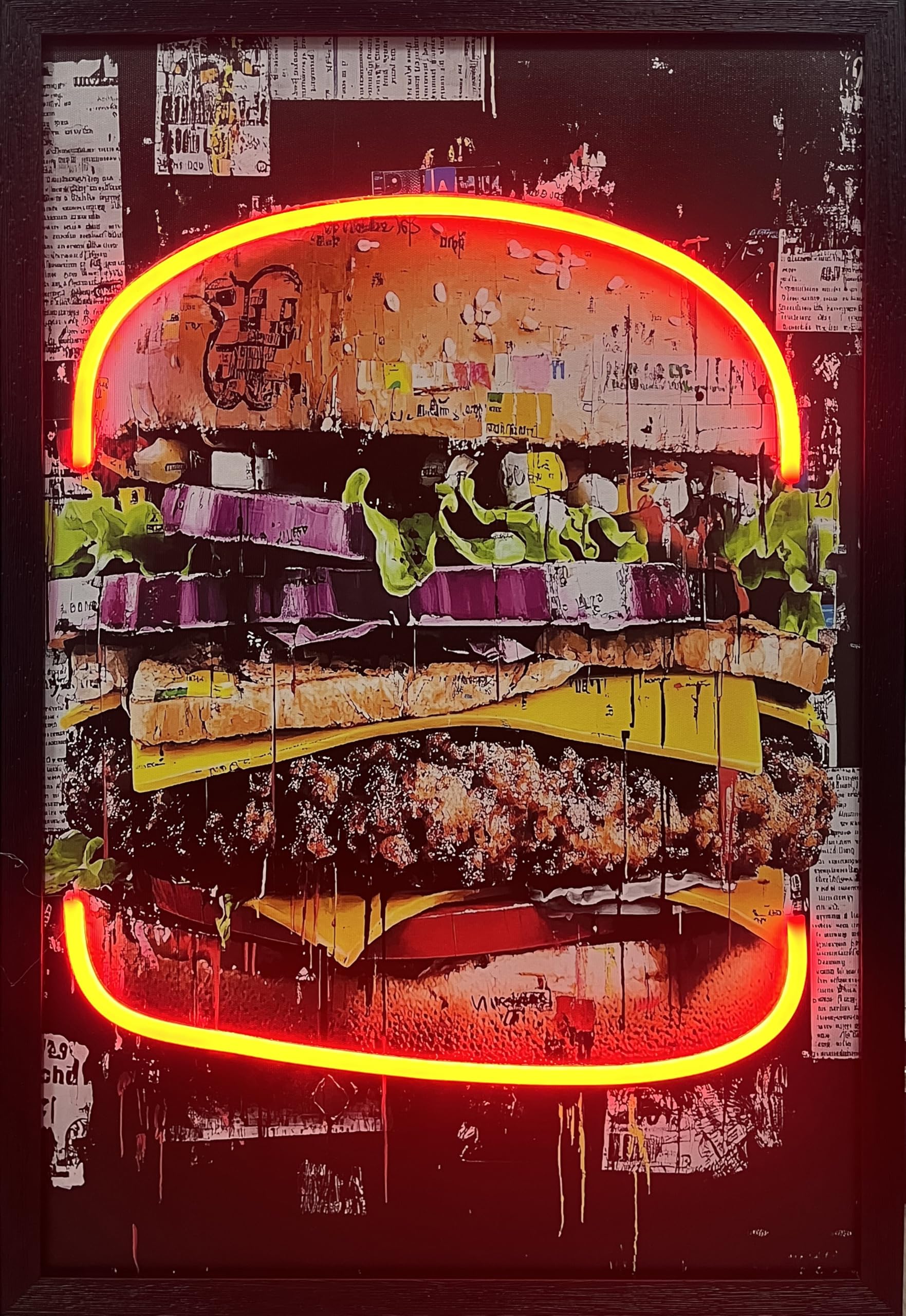 Home Luxe Multicolour Cheeseburger Neon Led Wall Art 40 X 60 Cm