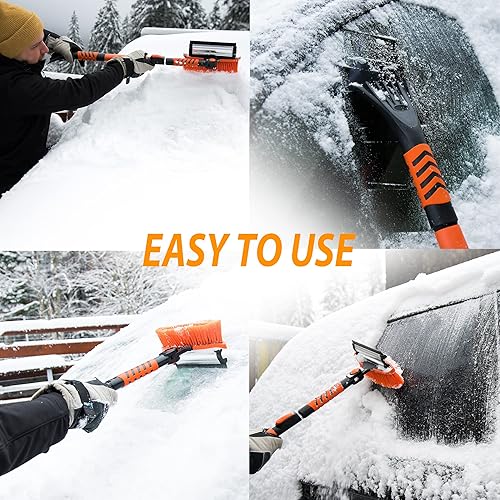 Miniatura 7 de ZONETECH Rascador de Hielo, Limpiaparabrisas y Cepillo Extensible de 360 para Parabrisas de Coche, Herramienta de Eliminación de Nieve de Brazo