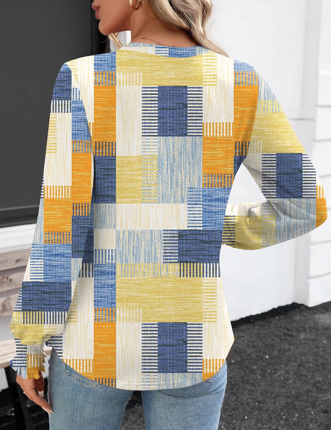 Ivicoer Long Sleeve Shirts for Women V Neck Pleated Blouses for Women Dressy Casual Fall Ladies Top 2025 - Image 6