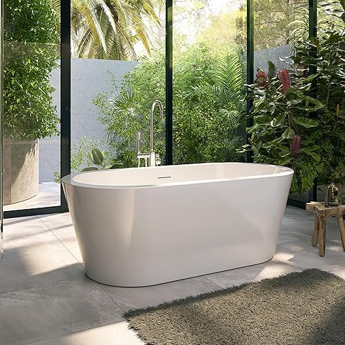 Miniatura 81 de Bañera independiente de acrílico de 67 pulgadas, bañera independiente, bañera de remojo, certificado cUPC, CM (blanco brillante)