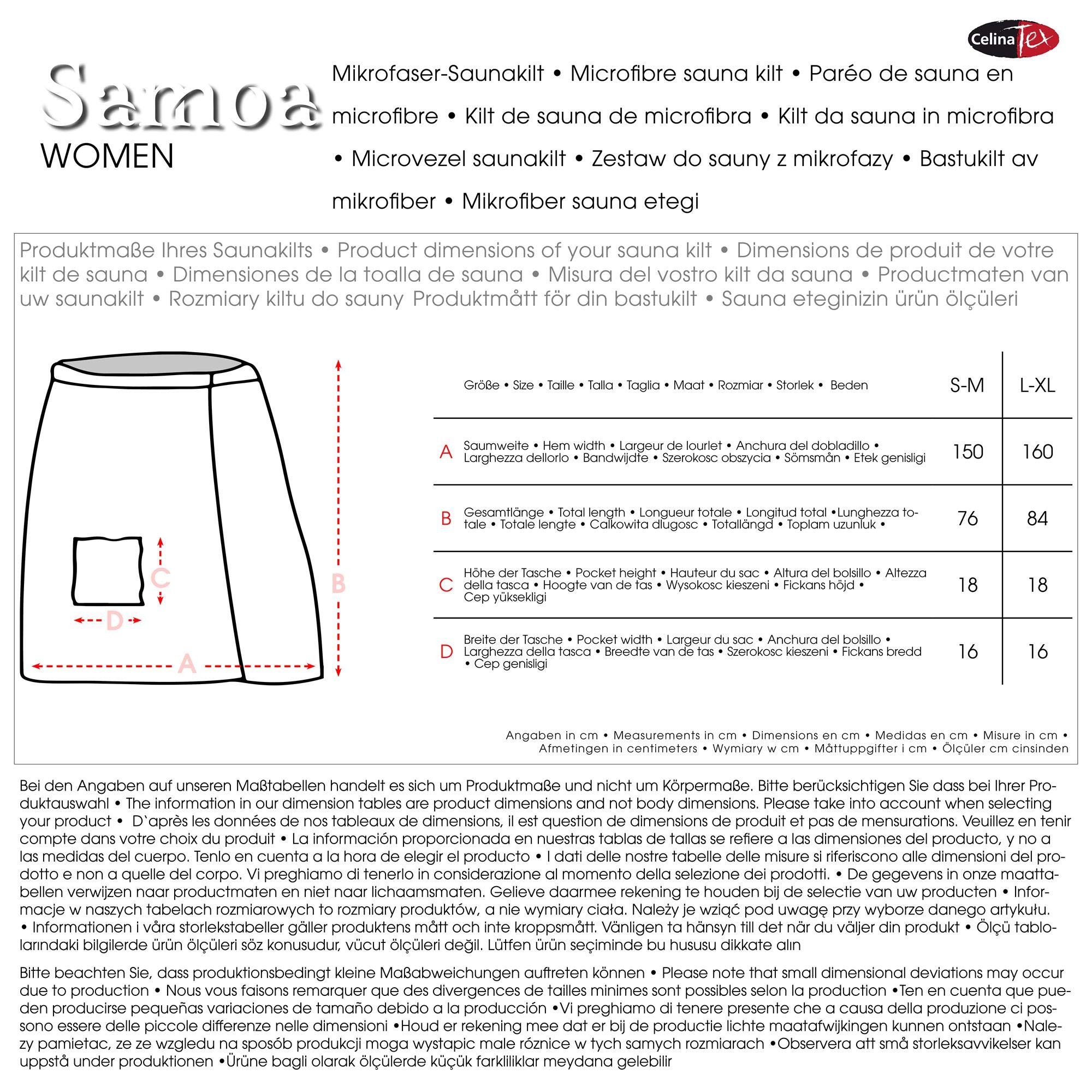 CelinaTex Samoa damski kilt do sauny, rozmiar L/XL, antracyt, mikrofibra, do sauny