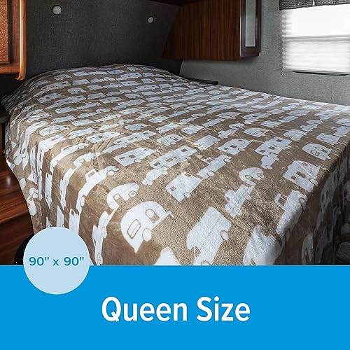 Miniatura 4 de Camco Life is Better at The Campsite - Manta de vellón de felpa  Manta de tamaño Queen mide 90 pulgadas de largo x 90 pulgadas de ancho, color gris