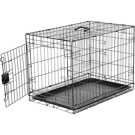 Amazon Basics Foldable Metal Wire Dog Crate with Tray, Single Door, 30 x 19 x 21 Inches, Black