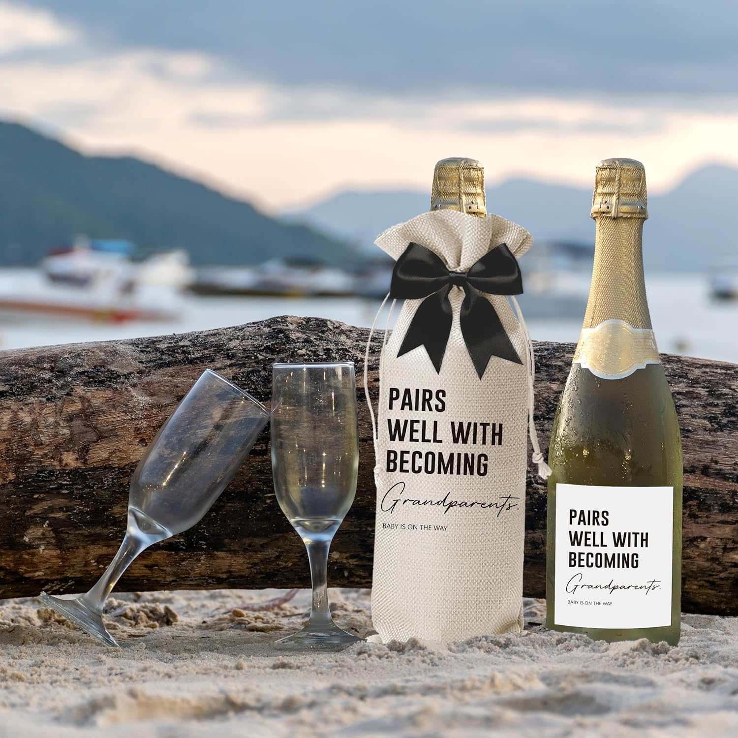 Funny Pregnancy Announcement Wine Bag, Grandparents Baby Announcement Ideas, New Mom Dad Gifts for Pregnancy Reveal, Pairs Well with Becoming Grandparents Wine Bottle Gift Bags with Bow-B13 - Image 3