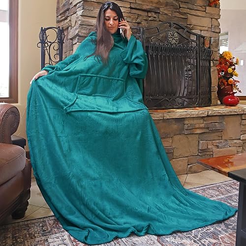 Miniatura 5 de Solaris Manta con mangas para adultos, suave, cómoda, cálida, forro polar, regalo para mujeres y hombres, manta de TV para el hogar, oficina,