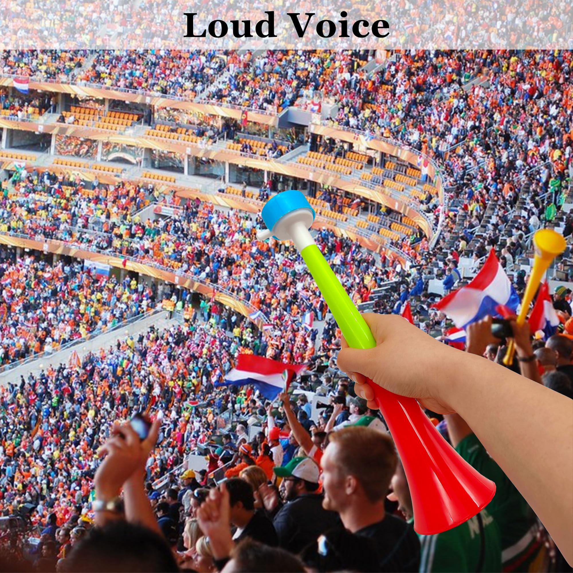 Niuhong Vuvuzela Loud Football Fanfare Very Loud Cheerleading Trumpet Noisemaker Horn Plastic Trumpets Play Fan Item Fan Spectator Football Game Stadium Trumpet (B) Pack of 4 - Image 4