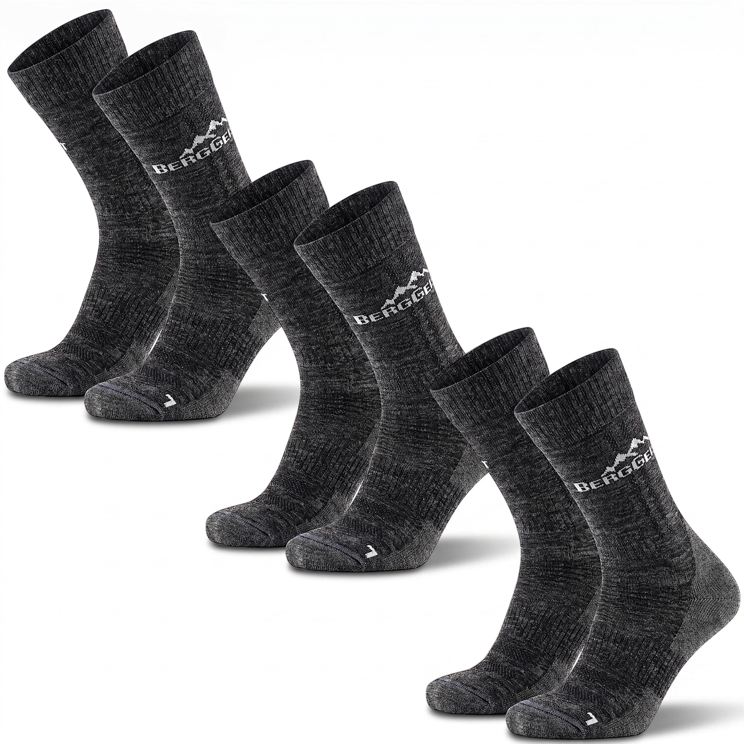 Explorer Pro - Calcetines de senderismo de merino, antiburbujas, calcetines funcionales, fabricados en la UE, 3 pares