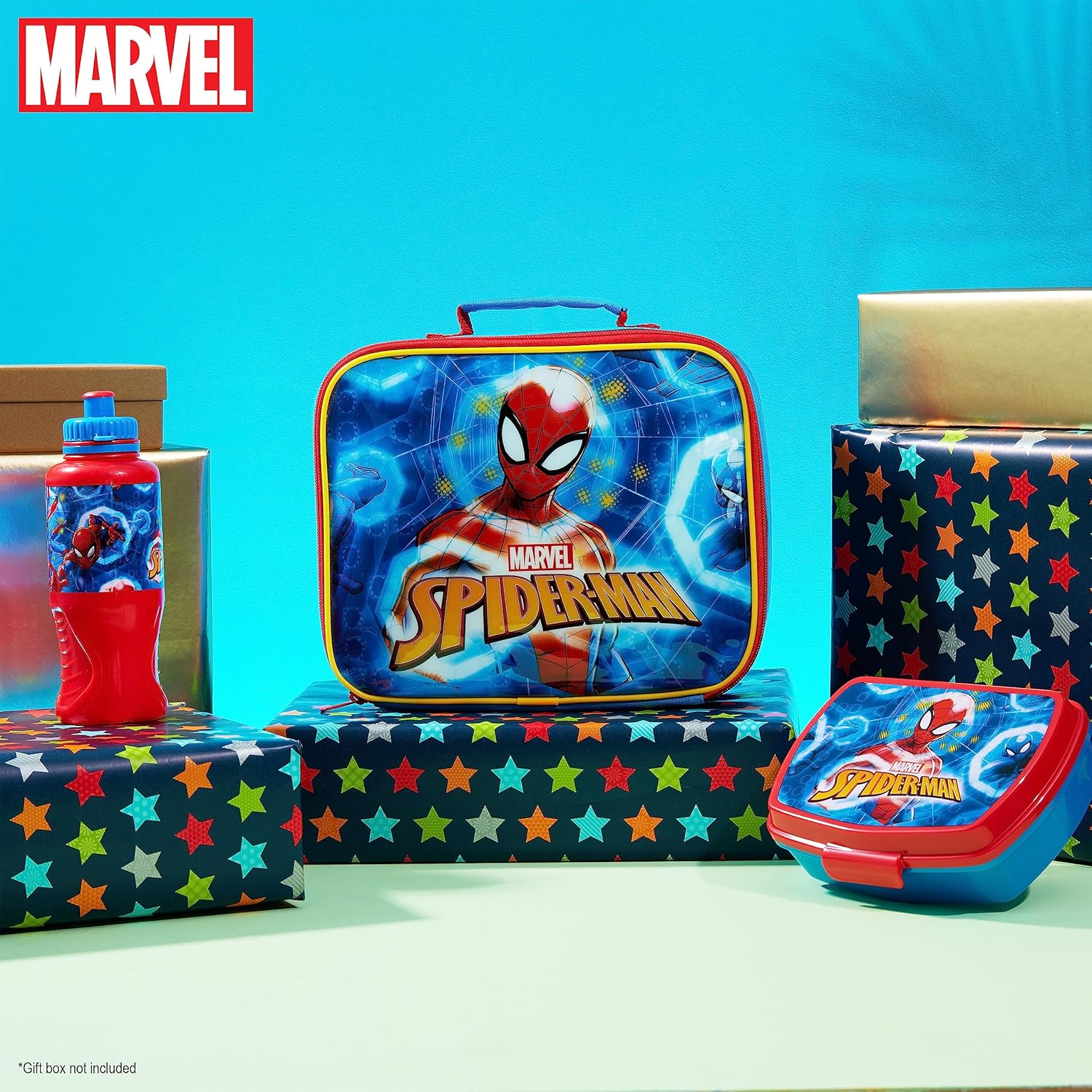Marvel Spiderman 3-Piece Kids Lunch Box Set, Insulated Bag, Snack Box, BPA-Free 14.5 fl oz Water Bottle, Gifts for Kids, Boys (Multicolor Spiderman) - Image 2