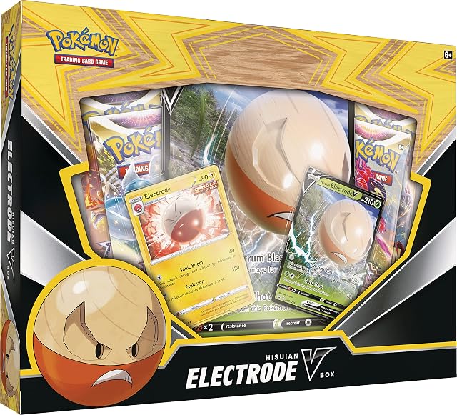 PoKéMoN TCG: Hisuian Electrode V Box (2 Foil Promo Cards, 1 Foil Oversize Card & 4 Booster Packs)