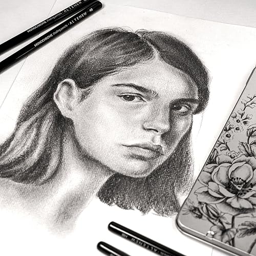 Miniatura 7 de Altenew Lápices de sombreado monocromáticos, 5 lápices de grafito sin madera para dibujar, dibujar, sombrear, lápices de arte 2H, HB, 4B, 6B, 10B