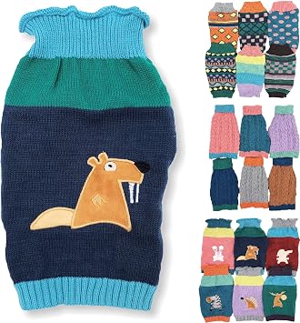 Dog Sweater Knitted Fashion Warm Soft Winter Clothes for Small Large Pet Cat Puppy XXS Length - 8", Beaver